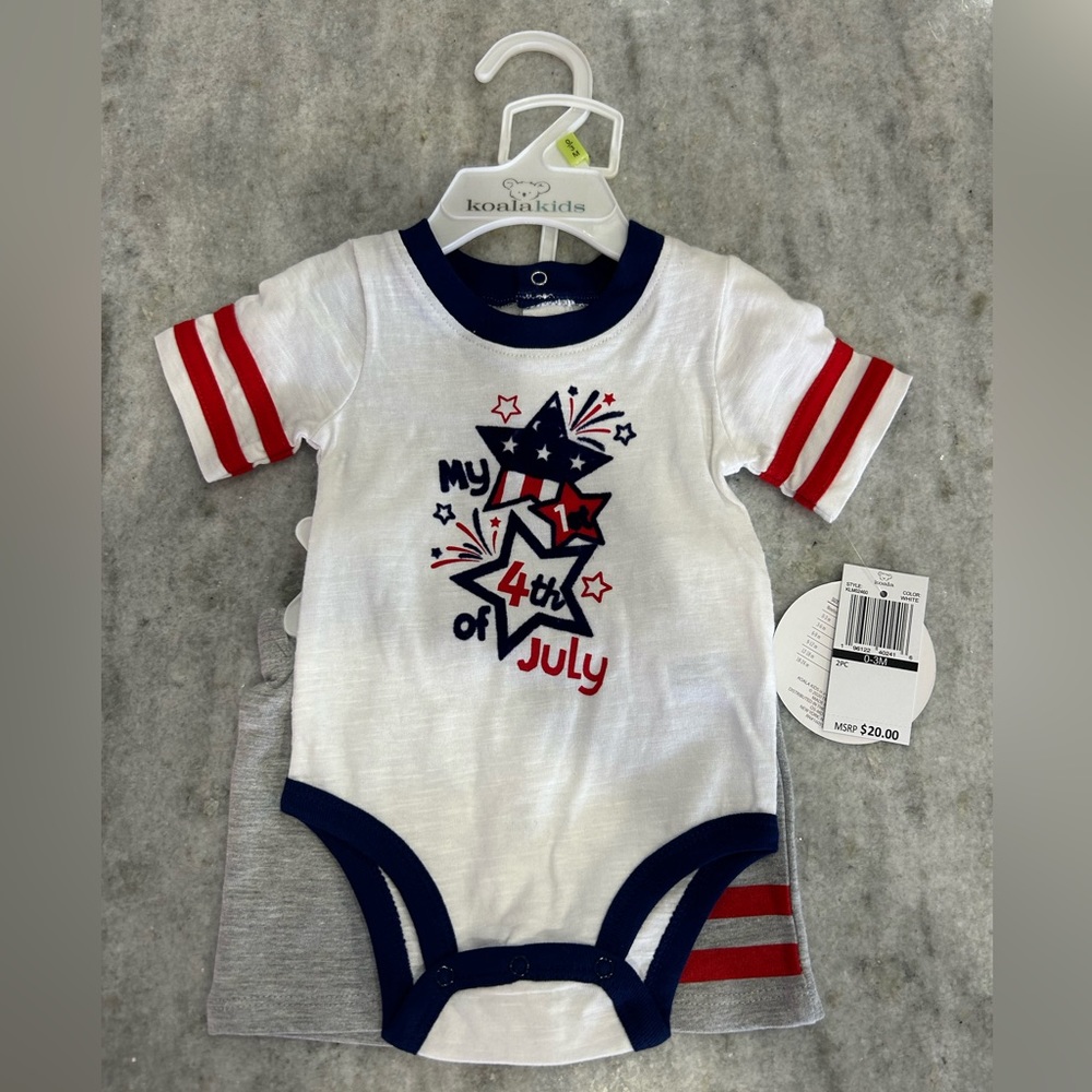 Koala Kids 1st 4th of July Outfit Size 0-3M